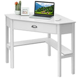 NNECW Corner Computer Desk with Drawer &amp;amp; Shelves for Office-White