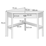 NNECW Corner Computer Desk with Drawer &amp;amp; Shelves for Office-White