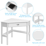 NNECW Corner Computer Desk with Drawer &amp;amp; Shelves for Office-White