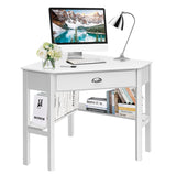 NNECW Corner Computer Desk with Drawer &amp;amp; Shelves for Office-White