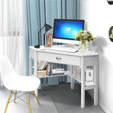 NNECW Corner Computer Desk with Drawer &amp;amp; Shelves for Office-White