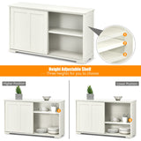 NNECW Freestanding Storage Cabinet with Sliding Door for Kitchen