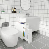 NNECW Freestanding  Slim Bathroom Storage Cabinet with Slide-out Drawers for Small/ Narrow Bathroom-White