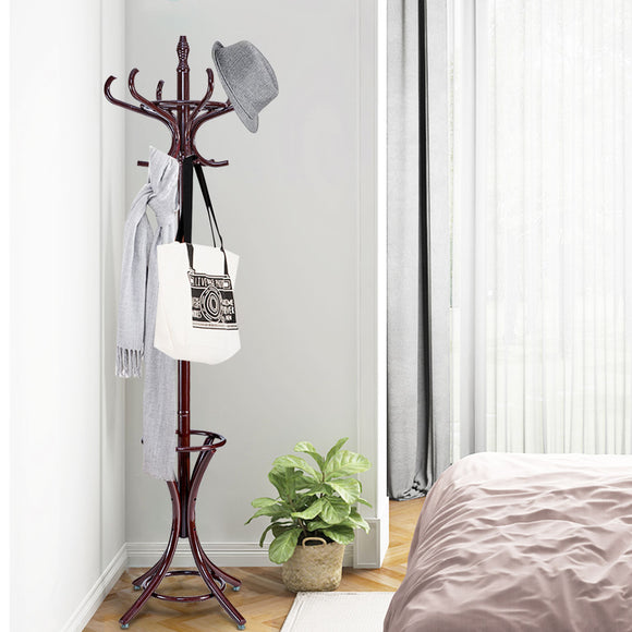 NNECW Free-standing Jacket Stand with Umbrella for Living Room-Brown