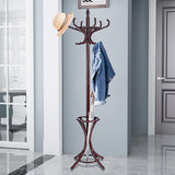NNECW Free-standing Jacket Stand with Umbrella for Living Room-Brown