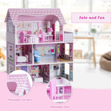 NNECW Large Wooden Dollhouse with Complete Accessories and Furniture for Kids