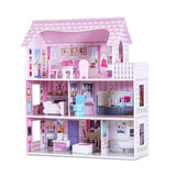NNECW Large Wooden Dollhouse with Complete Accessories and Furniture for Kids