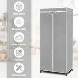 NNECW Freestanding Closet with Dust-proof Cover and Zippers for Garments/Shoes/Toys-Grey
