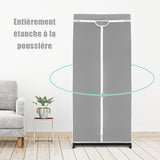 NNECW Freestanding Closet with Dust-proof Cover and Zippers for Garments/Shoes/Toys-Grey
