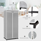 NNECW Freestanding Closet with Dust-proof Cover and Zippers for Garments/Shoes/Toys-Grey