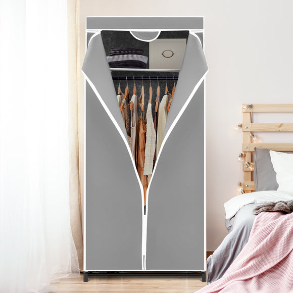 NNECW Freestanding Closet with Dust-proof Cover and Zippers for Garments/Shoes/Toys-Grey