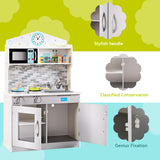 NNECW Wooden Toy Kitchen Playset with Microwave for Age 3+