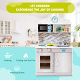 NNECW Wooden Toy Kitchen Playset with Microwave for Age 3+