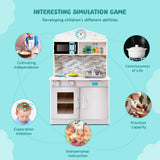 NNECW Wooden Toy Kitchen Playset with Microwave for Age 3+