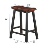 NNECW Saddle Seat Stools Set of 2 Wood Vintage Counter Height Chairs-Brown