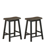 NNECW Saddle Seat Stools Set of 2 Wood Vintage Counter Height Bistro Side Chairs