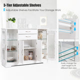 NNECW Buffet Sideboard with 2 Drawers &amp; 3 Cabinets for Kitchen &amp; Living Room-White