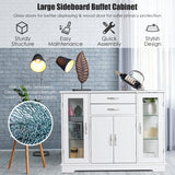 NNECW Buffet Sideboard with 2 Drawers &amp; 3 Cabinets for Kitchen &amp; Living Room-White
