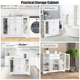 NNECW Buffet Sideboard with 2 Drawers &amp; 3 Cabinets for Kitchen &amp; Living Room-White