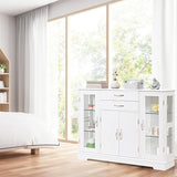 NNECW Buffet Sideboard with 2 Drawers &amp; 3 Cabinets for Kitchen &amp; Living Room-White