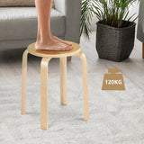 NNECW Set of 4 Stackable Wooden Stools for Living Room &amp; Dining Room-Natural