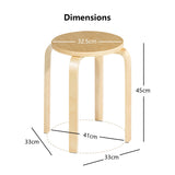 NNECW Set of 4 Stackable Wooden Stools for Living Room &amp; Dining Room-Natural