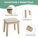 NNECW Dressing Table Stool Set with Makeup Mirror for Bedroom-Black
