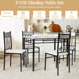 NNECW 5-Piece Dining Table Set with 4 High Back Chairs & 1 Rectangular Table