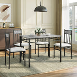 NNECW 5-Piece Dining Table Set with 4 High Back Chairs & 1 Rectangular Table