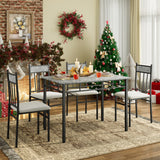 NNECW 5-Piece Dining Table Set with 4 High Back Chairs & 1 Rectangular Table