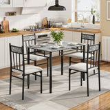 NNECW 5-Piece Dining Table Set with 4 High Back Chairs & 1 Rectangular Table