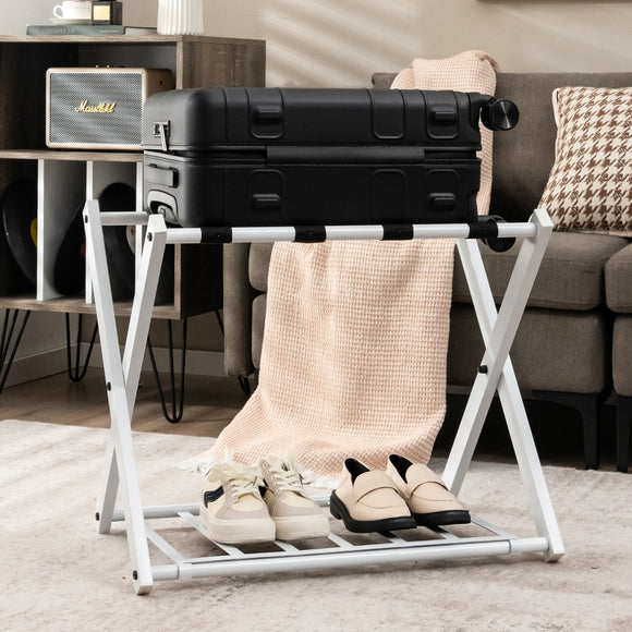 NNECW Heavy Duty Folding Luggage Rack with Shelves-2 pieces