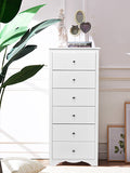NNECW 6 Drawer Chest with Mental Knobs for Living Room-White