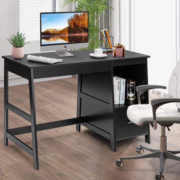 NNECW Black Computer Laptop Workstation Drawers Shelf with Spacious Room for Office