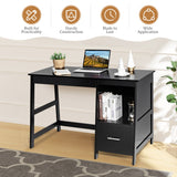 NNECW Black Computer Laptop Workstation Drawers Shelf with Spacious Room for Office