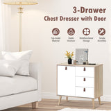 NNECW 3-Drawer Chest Dresser with Anti-Toppling Device for Living Room-Natural