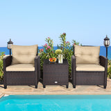 NNECW 3 Pieces Wicker Sofa Set with Washable Cushion for Patio