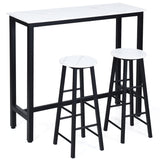 NNECW 3 pieces High Bar Table Stools Set with Stylish Design for Dining Room White