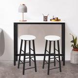 NNECW 3 pieces High Bar Table Stools Set with Stylish Design for Dining Room White