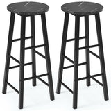 NNECW Set of 2 Faux Marble Bar Stools with Footrest and Anti-slip Foot Pad-Black