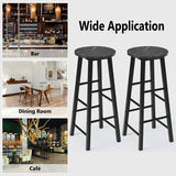 NNECW Set of 2 Faux Marble Bar Stools with Footrest and Anti-slip Foot Pad-Black