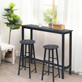 NNECW Set of 2 Faux Marble Bar Stools with Footrest and Anti-slip Foot Pad-Black
