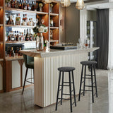 NNECW Set of 2 Faux Marble Bar Stools with Footrest and Anti-slip Foot Pad-Black