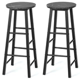 NNECW Set of 2 Faux Marble Bar Stools with Footrest and Anti-slip Foot Pad-Black