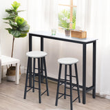NNECW 3 pieces High Bar Table Stools Set with Stylish Design for Dining Room White