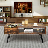 NNECW Mid-Century Modern Coffee Table with 1 Drawer & Storage Shelf