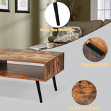NNECW Mid-Century Modern Coffee Table with 1 Drawer & Storage Shelf