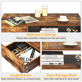 NNECW Mid-Century Modern Coffee Table with 1 Drawer & Storage Shelf