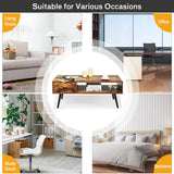 NNECW Mid-Century Modern Coffee Table with 1 Drawer & Storage Shelf