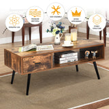 NNECW Mid-Century Modern Coffee Table with 1 Drawer & Storage Shelf